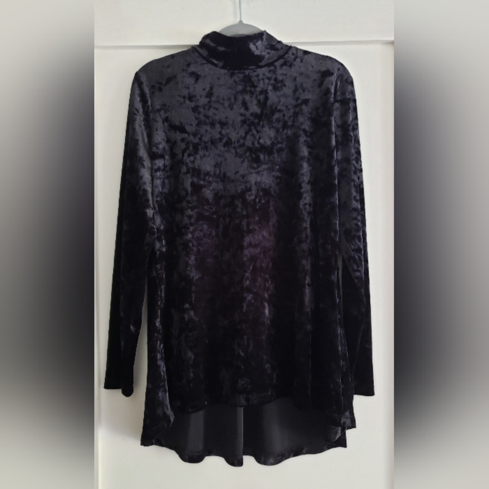 Isaac Mizrahi Tunic Top, Size M, Black Crushed Velvet, Not Used